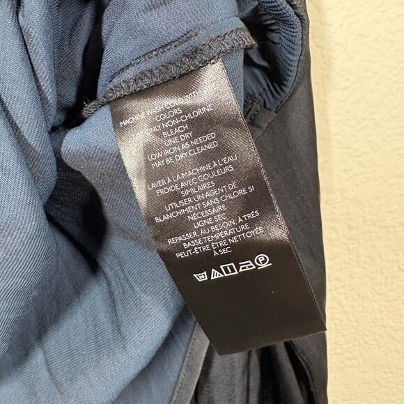 By Anthropologie Small Draped Crossover Roll Tab Sleeves Top Blouse Black - Picture 5 of 9